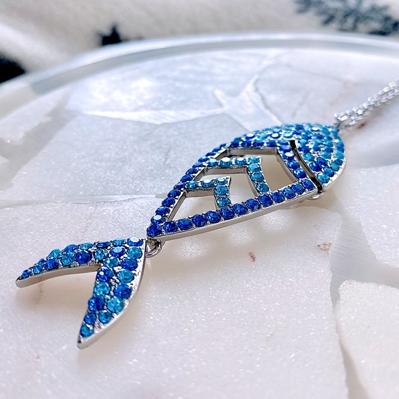 INC Long Pave Fish Pendant Necklace - Picture 7 of 11